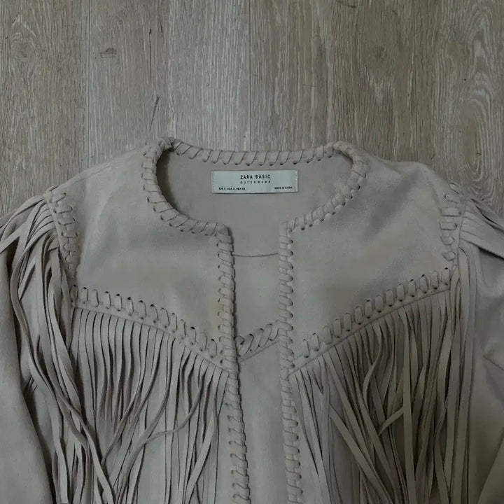 [SOLD OUT] 자라 베이직 프린지 크롭 스웨이드 자켓 S/90