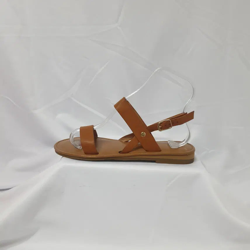 [BUNJANG] Vintage Hasuh Brown Flat Sandals / 빈티지하서 240 나인 백 스트랩 플랫 샌들 브라운 슬리퍼