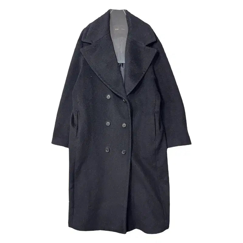 [BUNJANG] MIXXO Black Button Wool Blend Oversized Coat / 미쏘 블랙 버튼 울 오버핏 코트 S