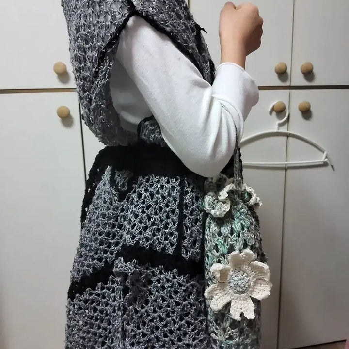[BUNJANG] Mini Net Bag Water Bottle Holder / 미니 네트백 텀블러백 뜨개가방 새상품