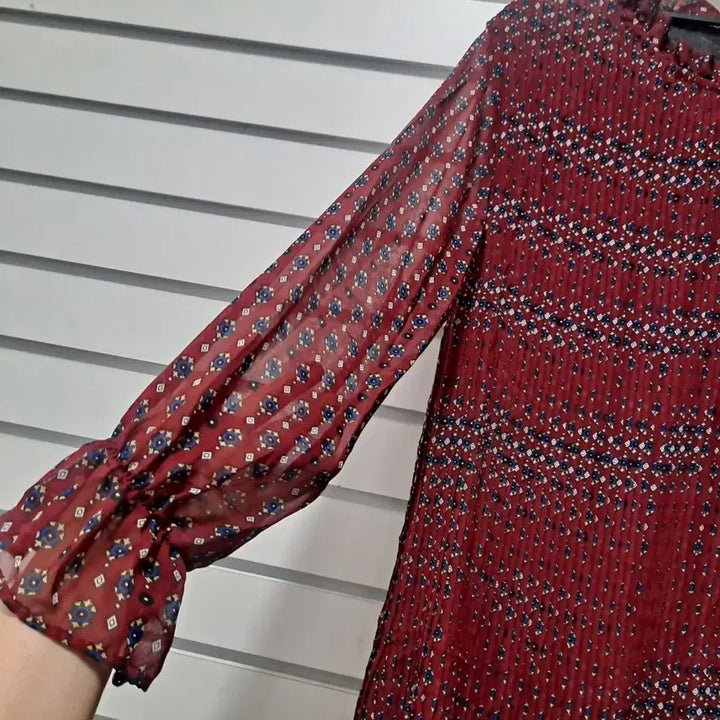 [BUNJANG] Pleated Long Dress Burgundy Pattern 77 / 플리츠 롱 원피스 버건디 패턴 77/옷장꾸미기