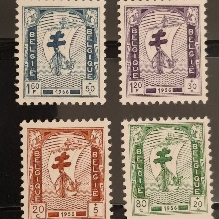 [BUNJANG] Belgium 1956 Cross Ship Stamp / (4관/A29) 1956년 벨기에 십자가 범선 결핵퇴치기념우표(H7)저렴