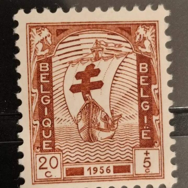 [BUNJANG] Belgium 1956 Cross Ship Stamp / (4관/A29) 1956년 벨기에 십자가 범선 결핵퇴치기념우표(H7)저렴