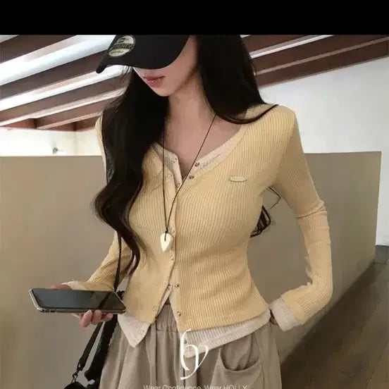 [BUNJANG] Holy Ribbed Layered Cardigan / 홀리 골지 레이어드 가디건