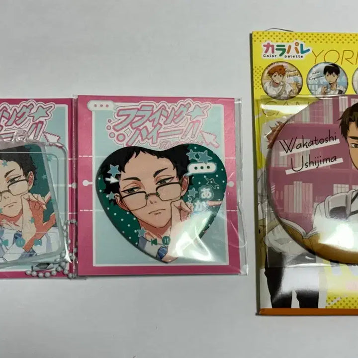 [BUNJANG] Haikyuu! Nattuen Akaashi &amp; Ushijima Bundle Set / 하이큐 나튼님 아카아시 키링 캔뱃지 우시지마 캔뱃지 일괄 판매