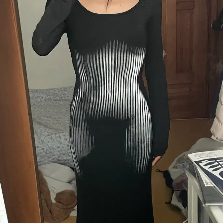 [BUNJANG] Body Printing Long Dress / 바디프린팅 롱 원피스