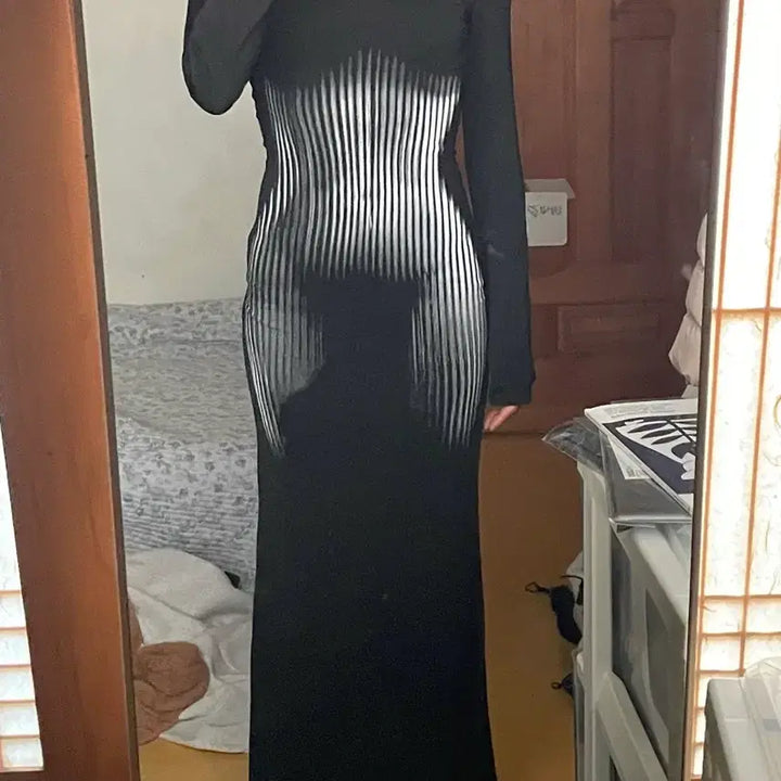 [BUNJANG] Body Printing Long Dress / 바디프린팅 롱 원피스
