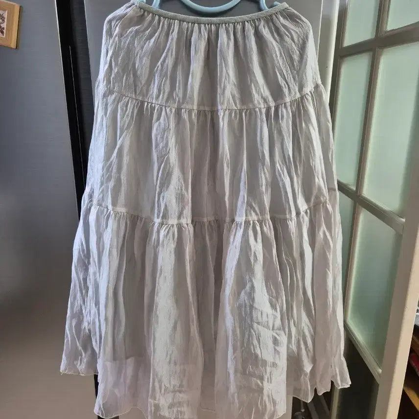 [BUNJANG] Long Tiered Chiffon Skirt / 민트색, 연보라색 펄 롱스커트 44~슬림77까지/샤스커트