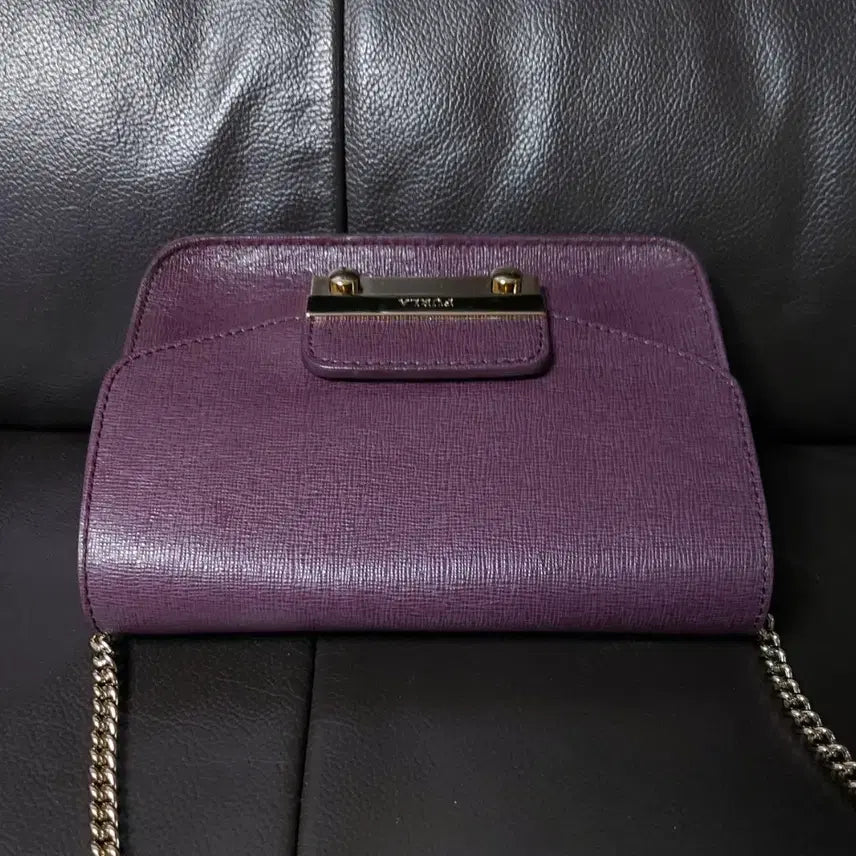 [BUNJANG] FURLA Julia Mini Crossbody Bag / FURLA Julia 체인 퍼플 사피아노 레더 미니 크로스바디 백/숄더백