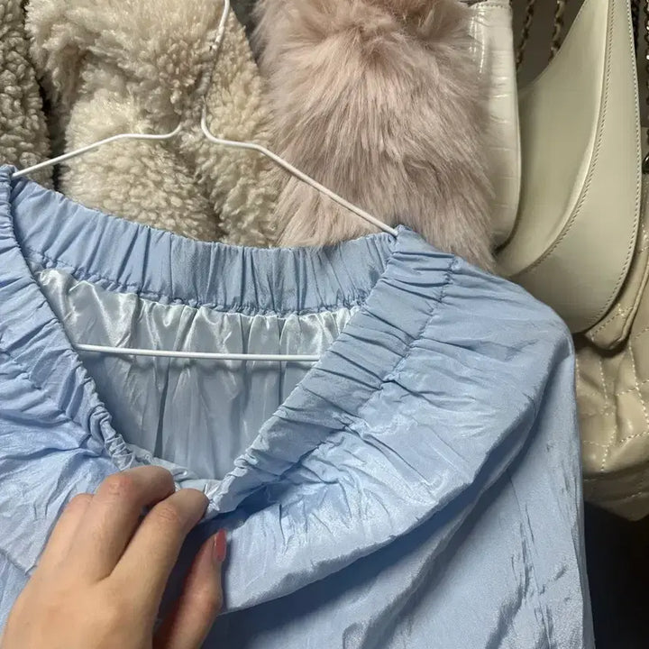 [BUNJANG] 하늘색 셔링 롱 스커트 / 하늘색 셔링 롱 스커트
