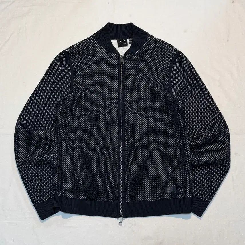 [BUNJANG] Armani Exchange Two-Tone Knit Zip-Up Blouson Jersey / 아르마니 익스체인지 니트집업 져지 블루종 투톤