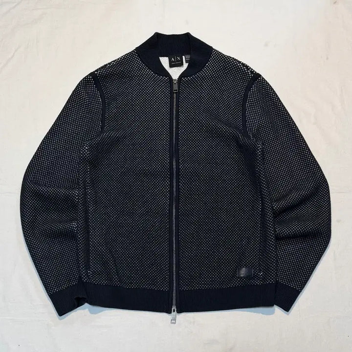 [BUNJANG] Armani Exchange Two-Tone Knit Zip-Up Blouson Jersey / 아르마니 익스체인지 니트집업 져지 블루종 투톤