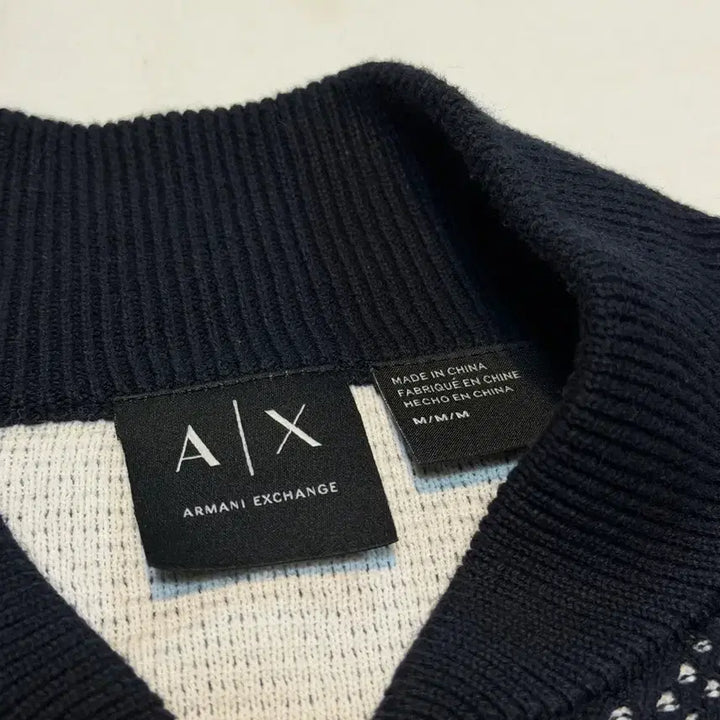 [BUNJANG] Armani Exchange Two-Tone Knit Zip-Up Blouson Jersey / 아르마니 익스체인지 니트집업 져지 블루종 투톤