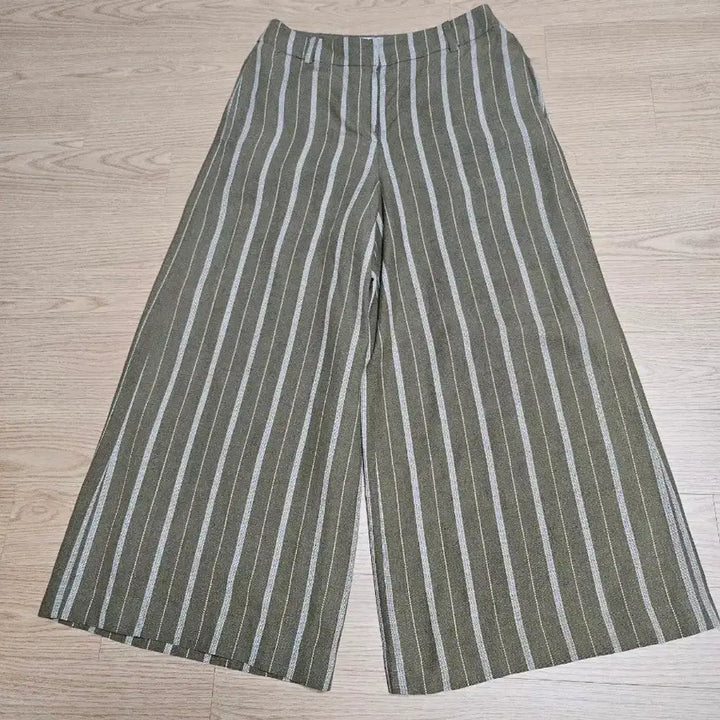 [BUNJANG] DEWL Stripe 9/10 Length Linen Blend Wide Pants / 듀엘 스트라이프 9부 마혼방 와이드 팬츠