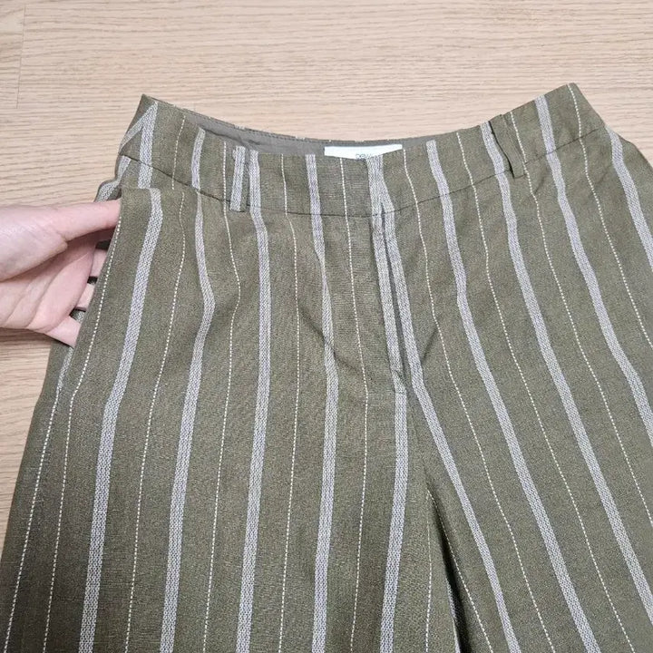 [BUNJANG] DEWL Stripe 9/10 Length Linen Blend Wide Pants / 듀엘 스트라이프 9부 마혼방 와이드 팬츠