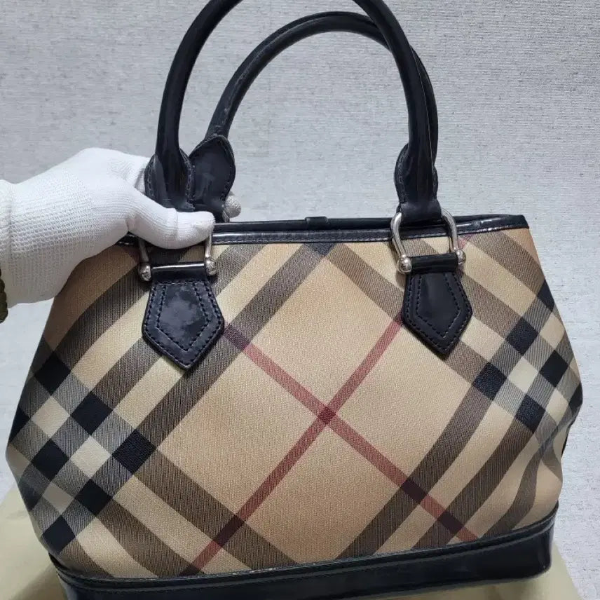 [BUNJANG] Burberry Nova Check PVC Leather Trim Tote Bag / 버버리 노바 체크 PVC 가죽 트리밍 토트