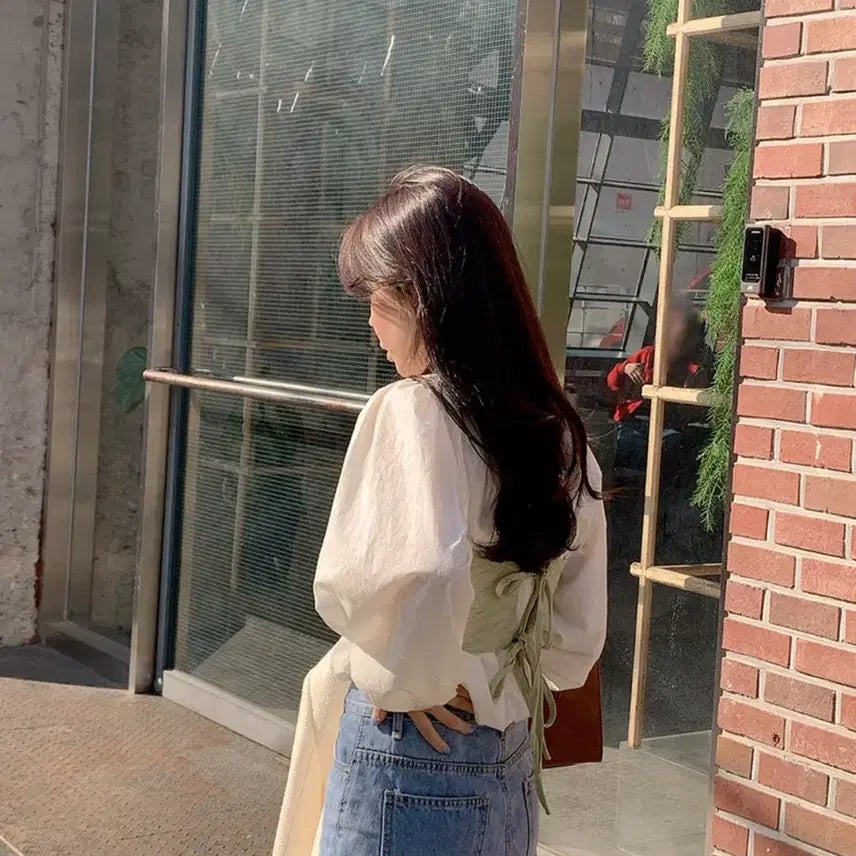 [BUNJANG] Round Blouse &amp; Bustier Set / 라운드블라우스+뷔스티에(세트판매)