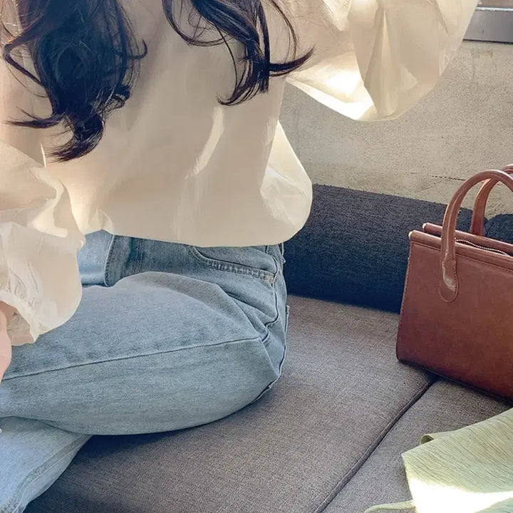 [BUNJANG] Round Blouse &amp; Bustier Set / 라운드블라우스+뷔스티에(세트판매)