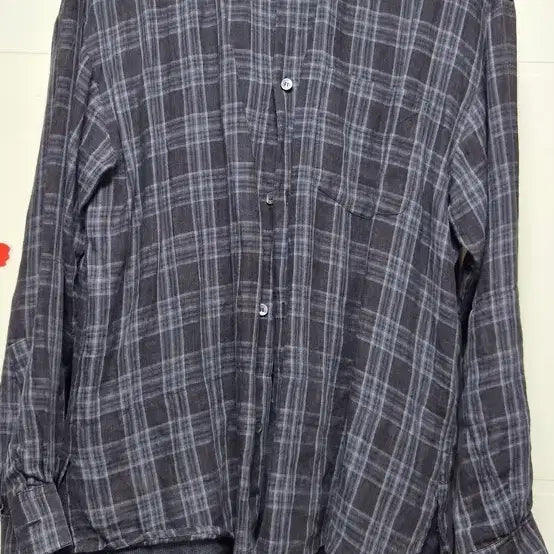 [SOLD OUT] 3) 폴리테루 레이어드 체크셔츠 린넨 네이비