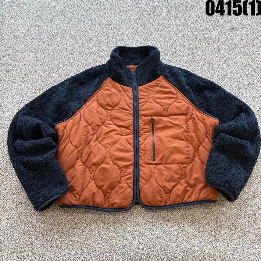 [SOLD OUT] 오렌지/네이비 퀼팅 플리스 자켓 M