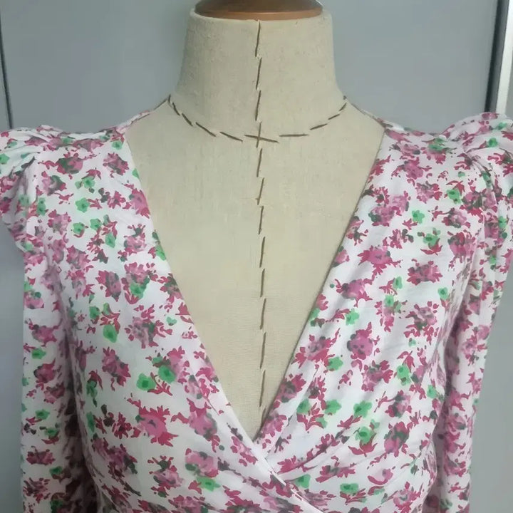 [BUNJANG] Flower Lab Mini Wrap Dress 44 / 플라워 랩 미니 원피스 44