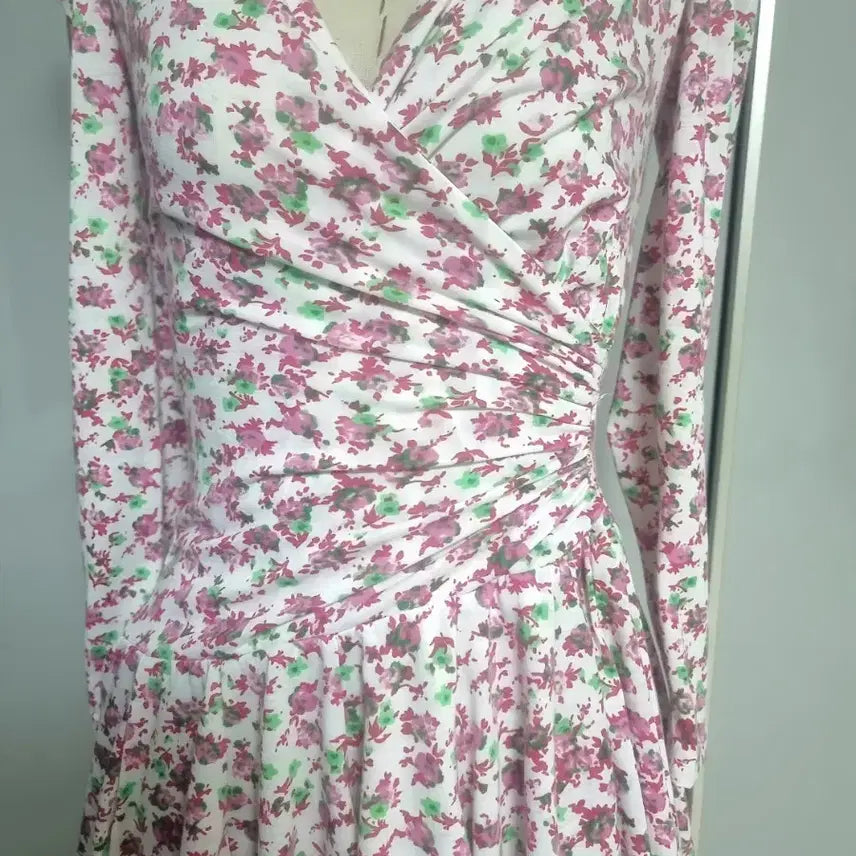 [BUNJANG] Flower Lab Mini Wrap Dress 44 / 플라워 랩 미니 원피스 44