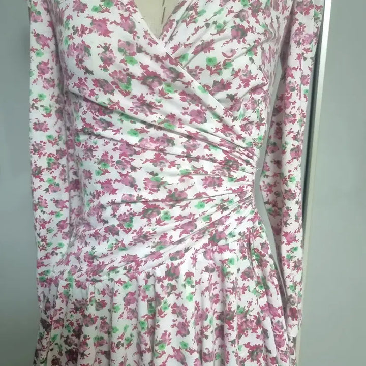 [BUNJANG] Flower Lab Mini Wrap Dress 44 / 플라워 랩 미니 원피스 44