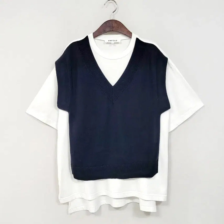[BUNJANG] ENFOLD Layered V-Neck Top / +ENFOLD 엔폴드 브이넥 레이어드 Y916