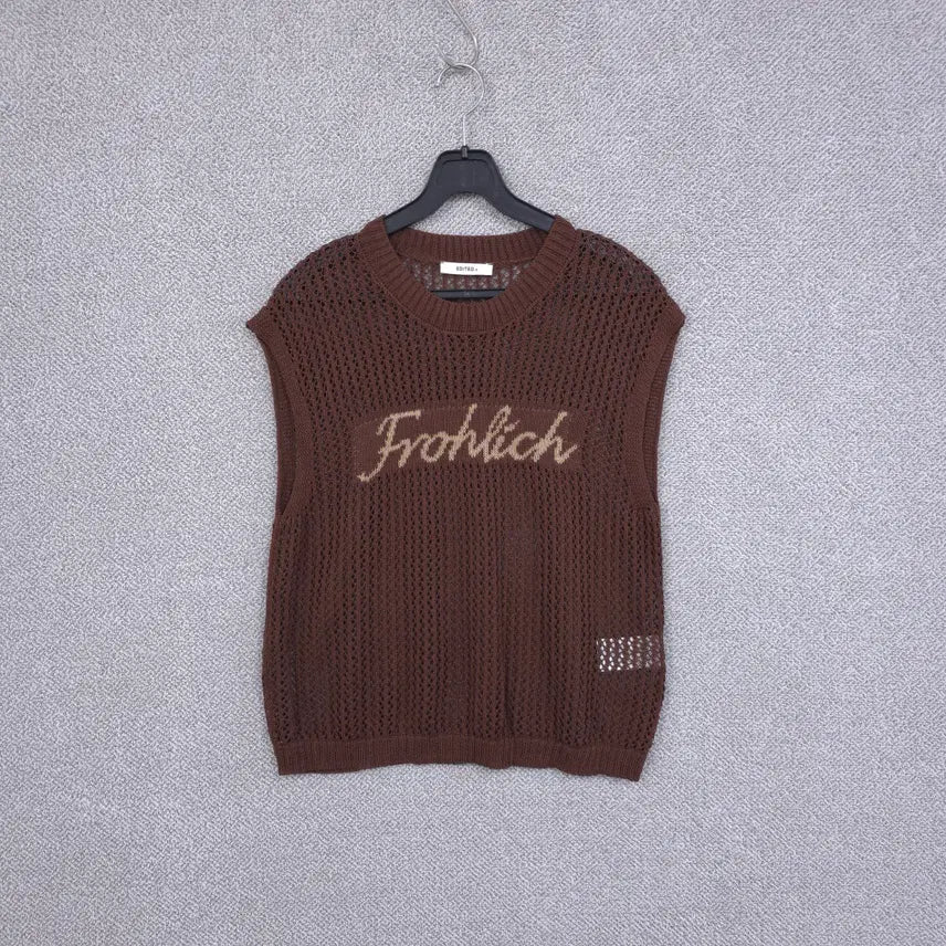 [BUNJANG] Edited 2024 Summer Stretch Crochet Mesh Vest (Brown) / 에디티드 2024 여성 썸머 신축성 크로셰 망사 베스트 조끼 55-66