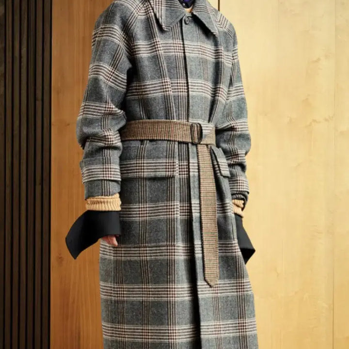 [BUNJANG] Solid Homme Check Balmacaan Coat / 솔리드옴므 체크 발마칸 코트 50(105)