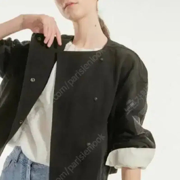 [SOLD OUT] 거의새거) 랑방 로고 자수 데님 점퍼 / 블랙