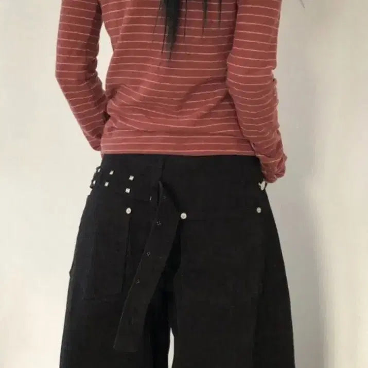 [BUNJANG] Cary Stud Cotton Balloon Pants Black / 캐리 스터드 코튼 벌룬 팬츠 블랙