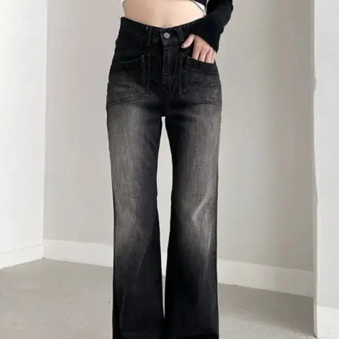 [BUNJANG] Fitci Slim Bootcut Washed Pants Black Blue M / 핏시 슬림 부츠컷 워싱 팬츠 흑청