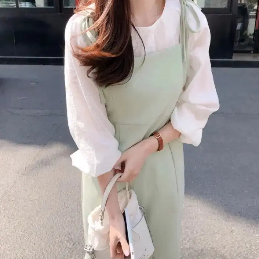 [BUNJANG] V-neck Bustier Strap Dress (Pink) / 뷔스티에 끈원피스(핑크)