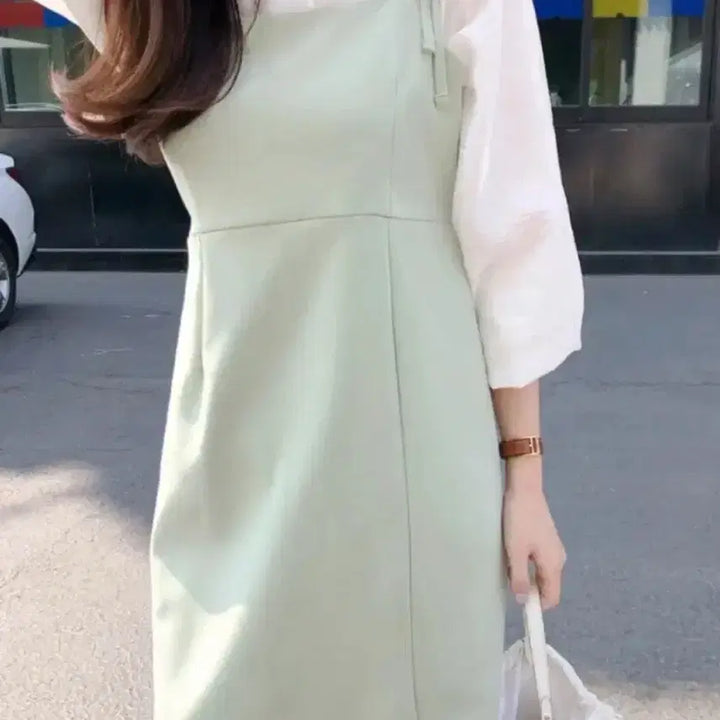 [BUNJANG] V-neck Bustier Strap Dress (Pink) / 뷔스티에 끈원피스(핑크)