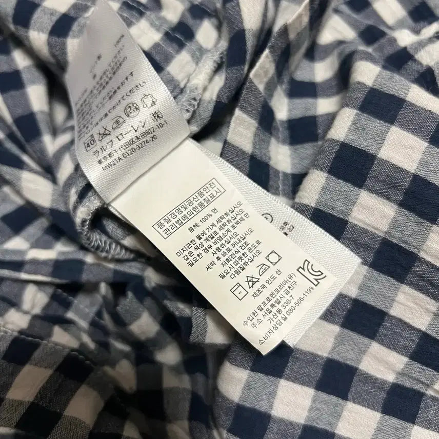 [BUNJANG] Ralph Lauren Denim &amp; Supply Gingham Check Jumpsuit / 랄프로렌 데님앤서플라이 아사면 깅엄체크 점프수트 네이비휴가룩긴팔셔츠반바지