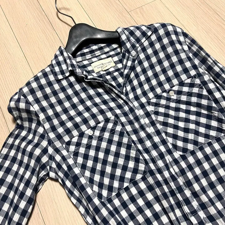 [BUNJANG] Ralph Lauren Denim &amp; Supply Gingham Check Jumpsuit / 랄프로렌 데님앤서플라이 아사면 깅엄체크 점프수트 네이비휴가룩긴팔셔츠반바지
