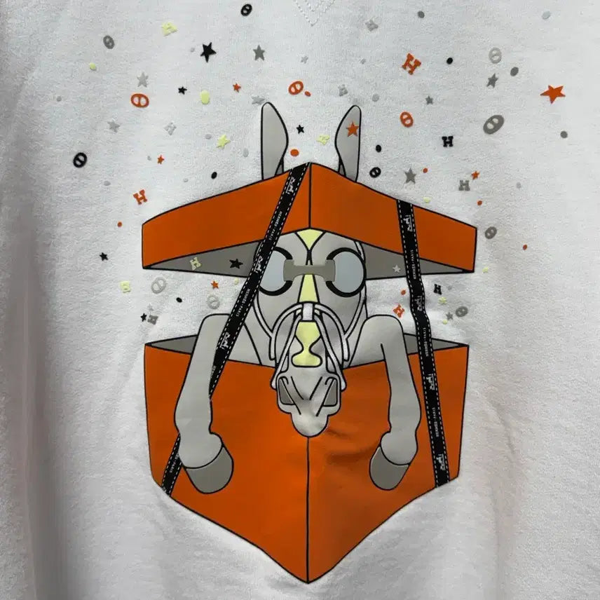 [BUNJANG] Hermes Surprise Box Sweatshirt White / 에르메스 서프라이즈 박스 맨투맨 화이트