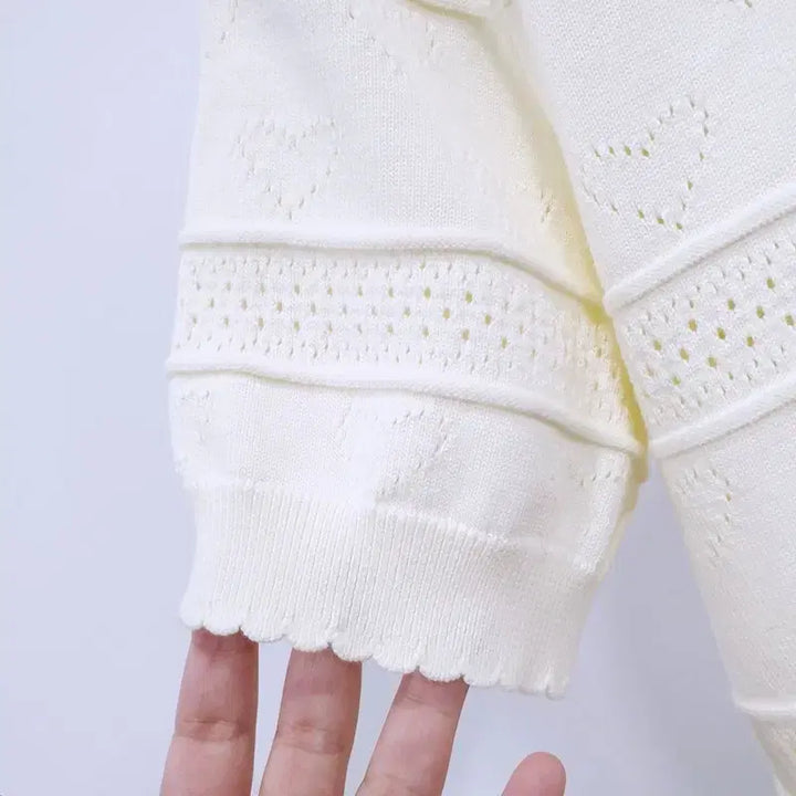 [BUNJANG] Kuo Se Heart Short Sleeve Knit Top / 쿠오세 하트 반팔 니트