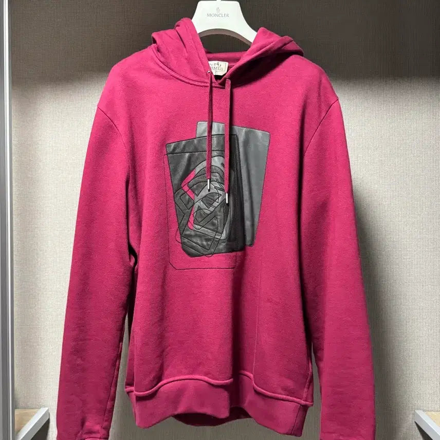 [BUNJANG] Hermes Leather Patch Hoodie Purple M / 에르메스 가죽패티 후드티 자주색 M