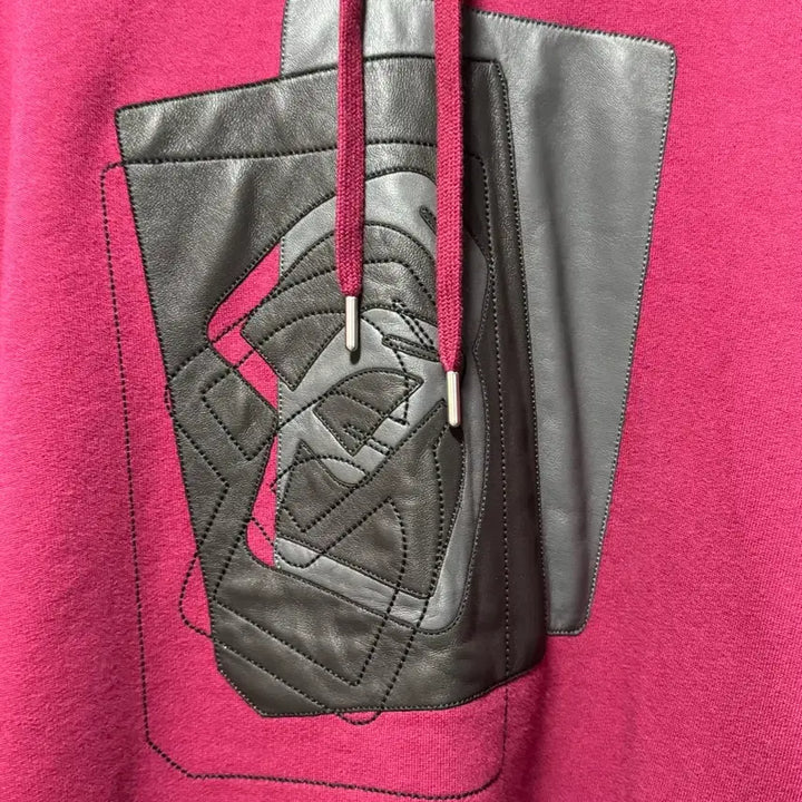 [BUNJANG] Hermes Leather Patch Hoodie Purple M / 에르메스 가죽패티 후드티 자주색 M