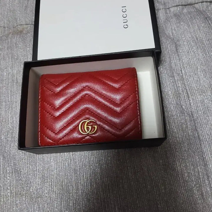 [BUNJANG] Gucci Marmont Red Leather Wallet / 구찌 마몬트 반지갑 레드 (정품 박스)
