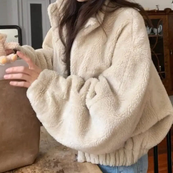 [BUNJANG] TheBarnett Crop Eco Shearling Jacket / 더바넷 크롭 에코 시어링 자켓