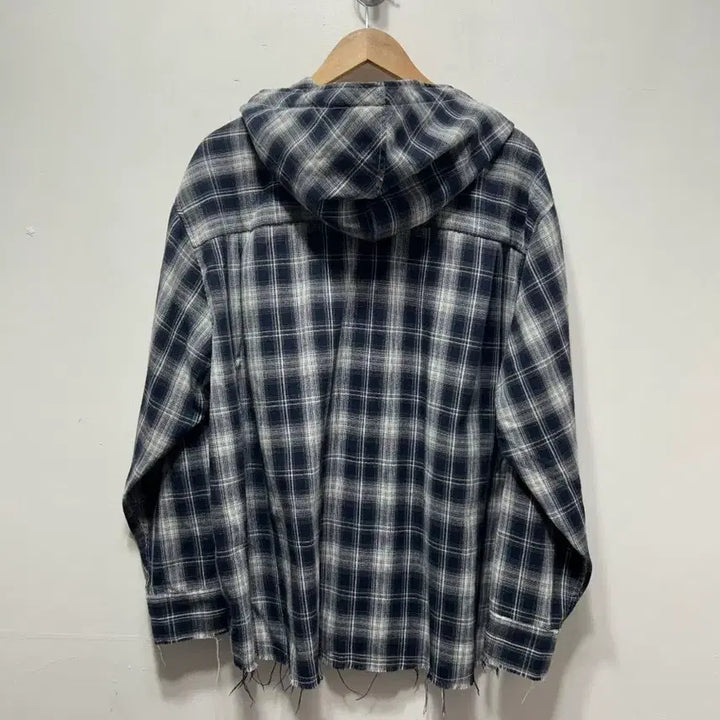 [BUNJANG] Slogan Checkered Shirt with Damage Style / SLOGAN후드 체크 남방 데미지 스타일 F