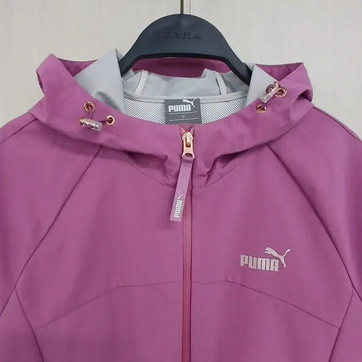 [BUNJANG] Puma Pink Hooded Windbreaker Jacket / 푸마 핑크색 후드 바람막이 자켓