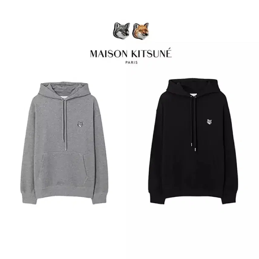 [BUNJANG] Maison Kitsune Grey Fox Hoodie / 메종키츠네 그레이폭스 후드티 블랙/그레이
