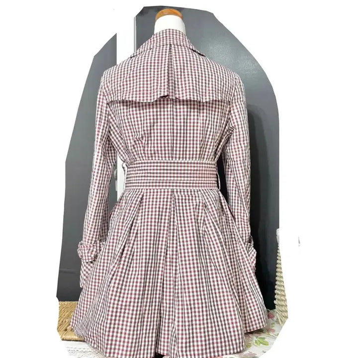 [BUNJANG] Satin Check Trench Coat - M Size / 샤틴ㅡ 잔체크 트렌치 코트 M 새거수준