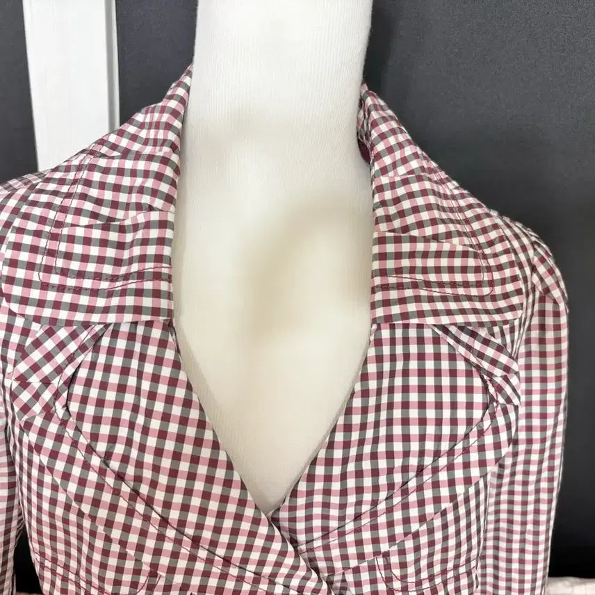 [BUNJANG] Satin Check Trench Coat - M Size / 샤틴ㅡ 잔체크 트렌치 코트 M 새거수준