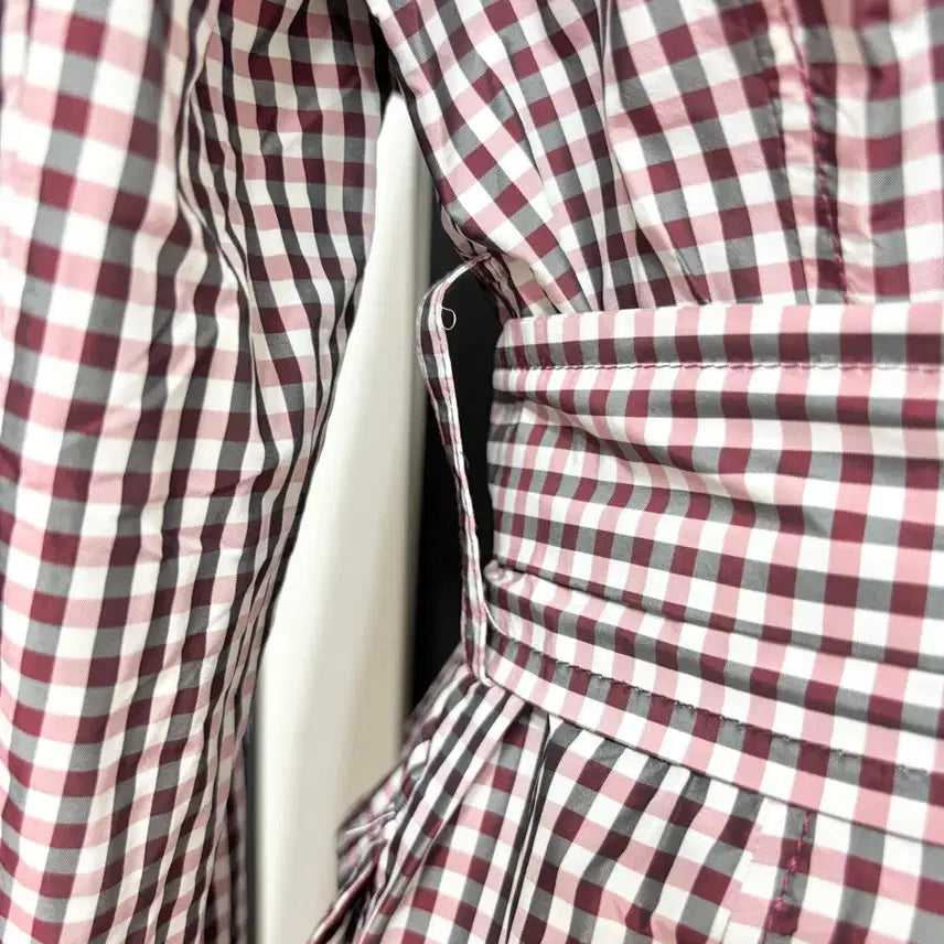 [BUNJANG] Satin Check Trench Coat - M Size / 샤틴ㅡ 잔체크 트렌치 코트 M 새거수준