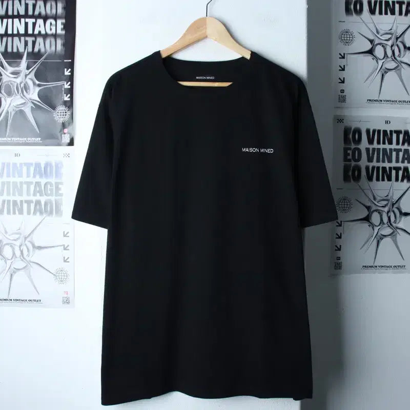 [BUNJANG] Maison Mineed Small Logo Black T-shirt / (L-2XL) 메종미네드 반팔 티셔츠 스몰로고 블랙 박시-182F3